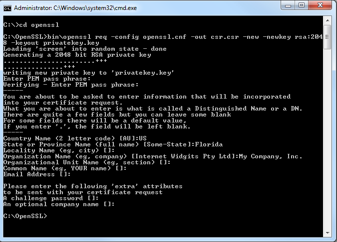 Generating the CSR file